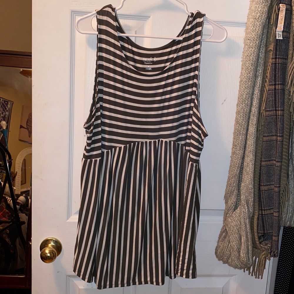 Olive and white maternity top